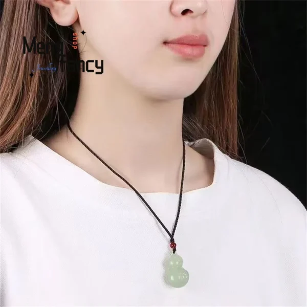 Natural Hetian Jade Gourd Fortune Luck Pendant