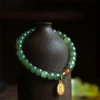 Hetian Jade Buddha Bead Bracelet with Red Agate