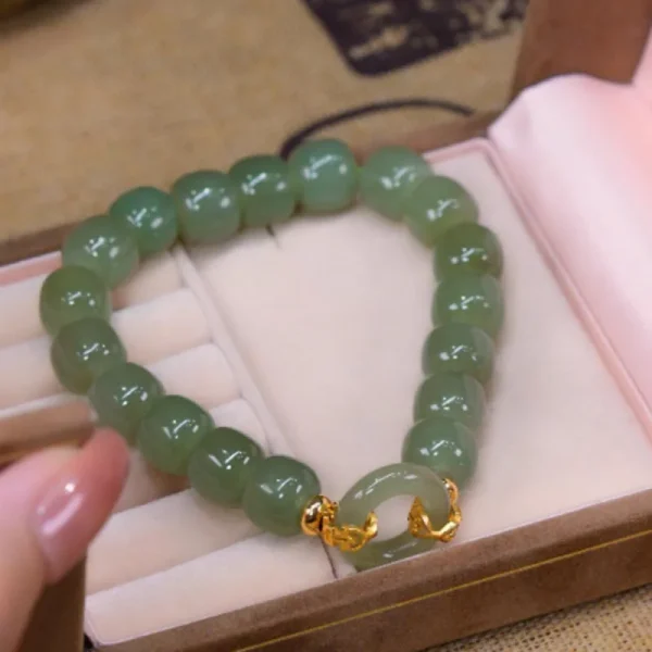 Natural Hetian Jade Beaded Bracelet Women