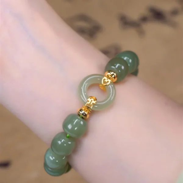 Natural Hetian Jade Beaded Bracelet Women