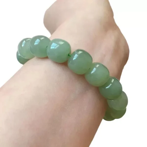 Pale Green Hetian Jade Buddhist Bracelet