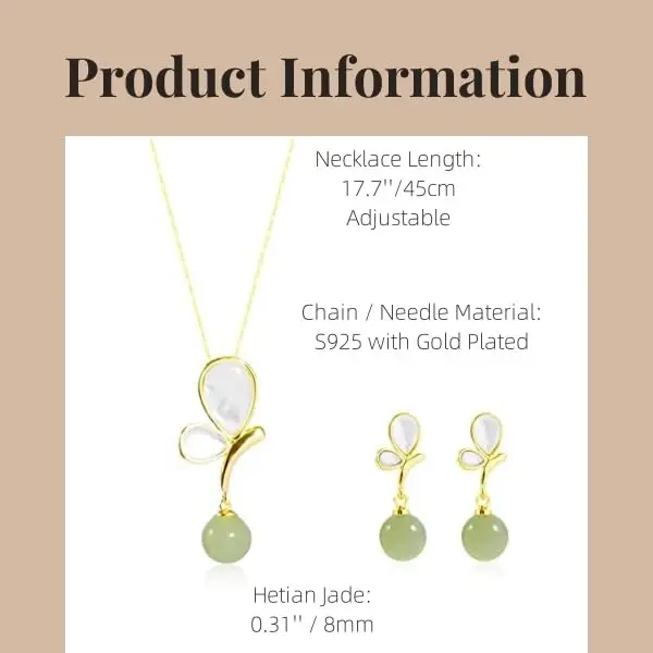 Hetian Jade Jewelry Set Women