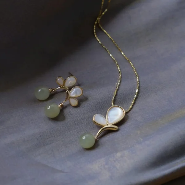 Hetian Jade Jewelry Set Women