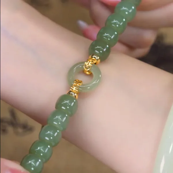 Natural Hetian Jade Beaded Bracelet Women